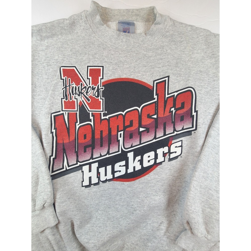 VTG Logo 7 Nebraska Cornhuskers Sweatshirt Mens XL Heavy Weight Football NCAA